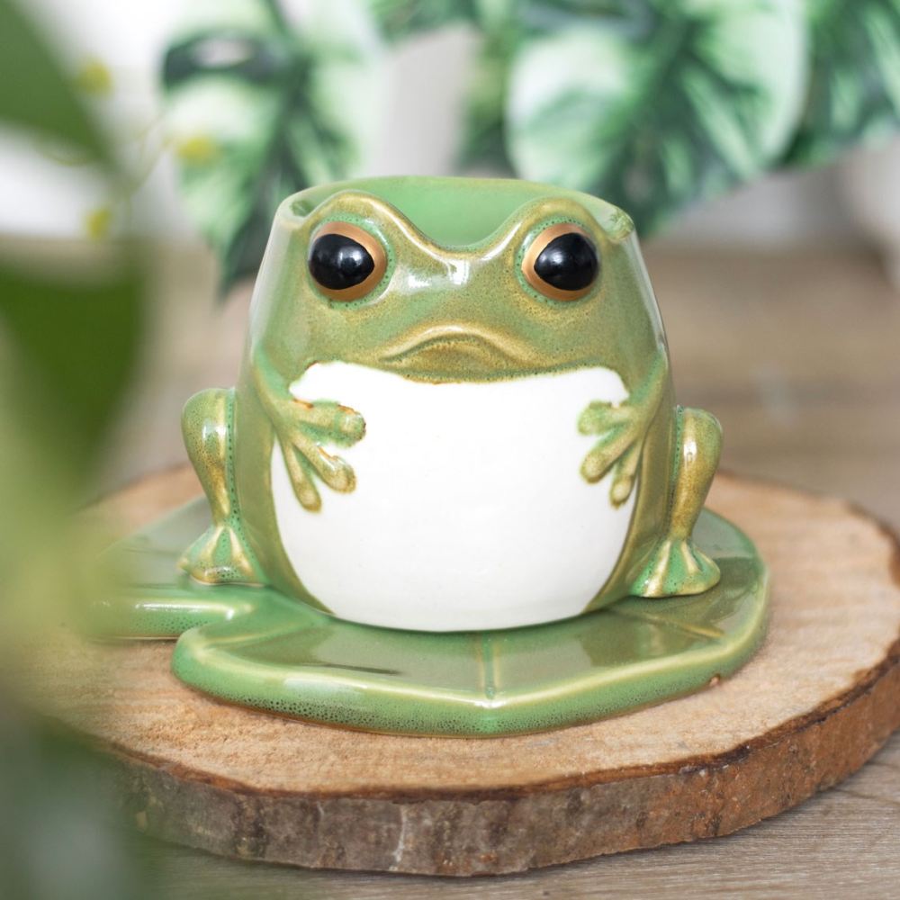 Something Different - Frog Shaped on Lily Pad Oil burner - Green